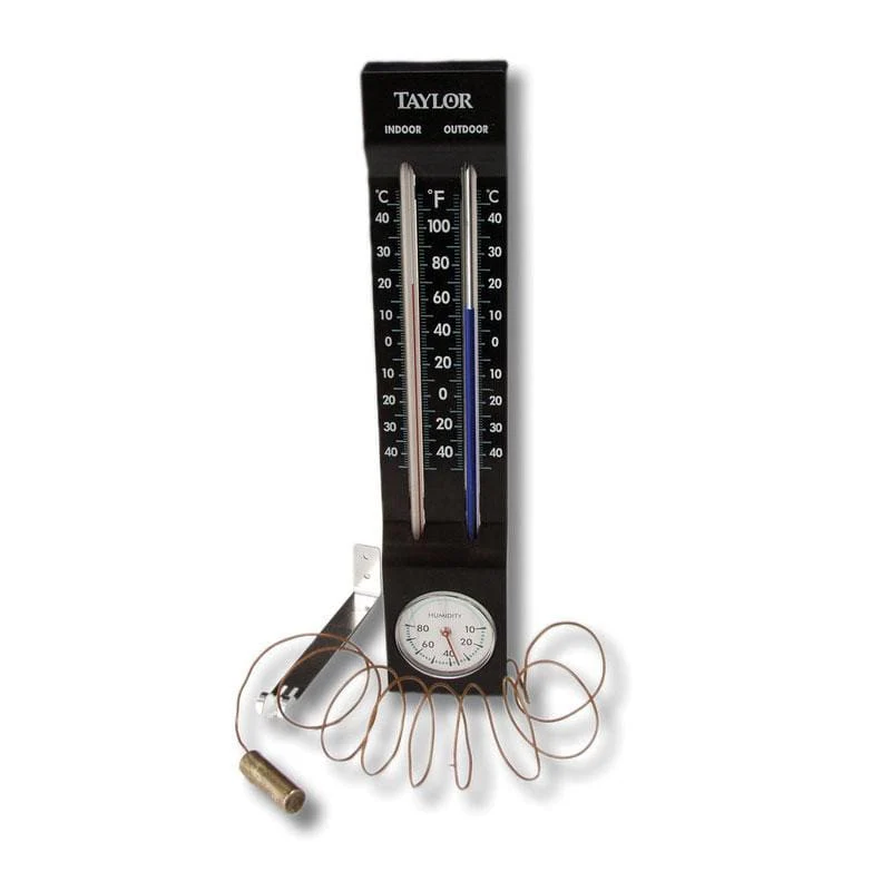 9.75" x 1.875" Indoor and Outdoor Thermometer with Hygrometer