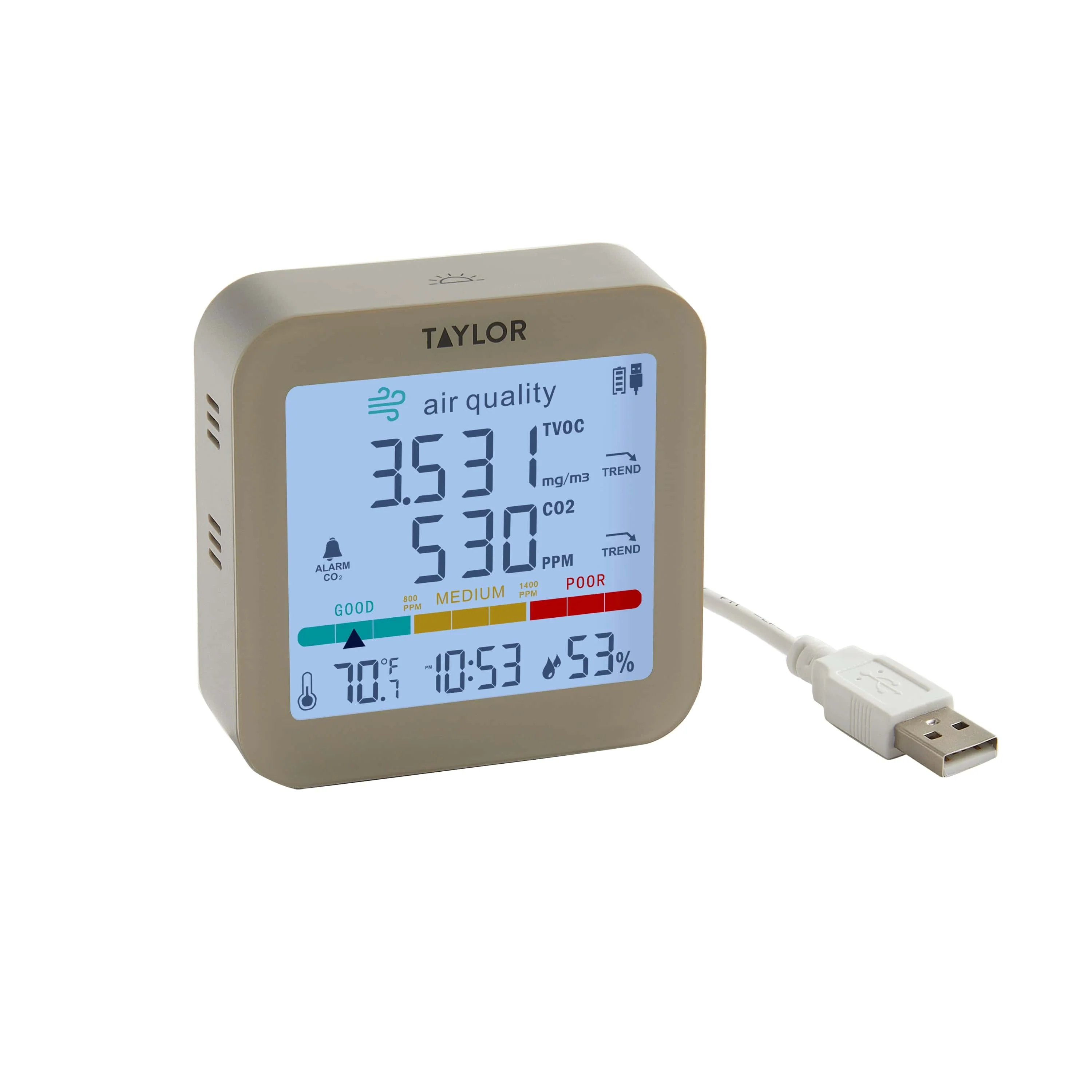 Digital Air Quality Monitor with USB Power Cord