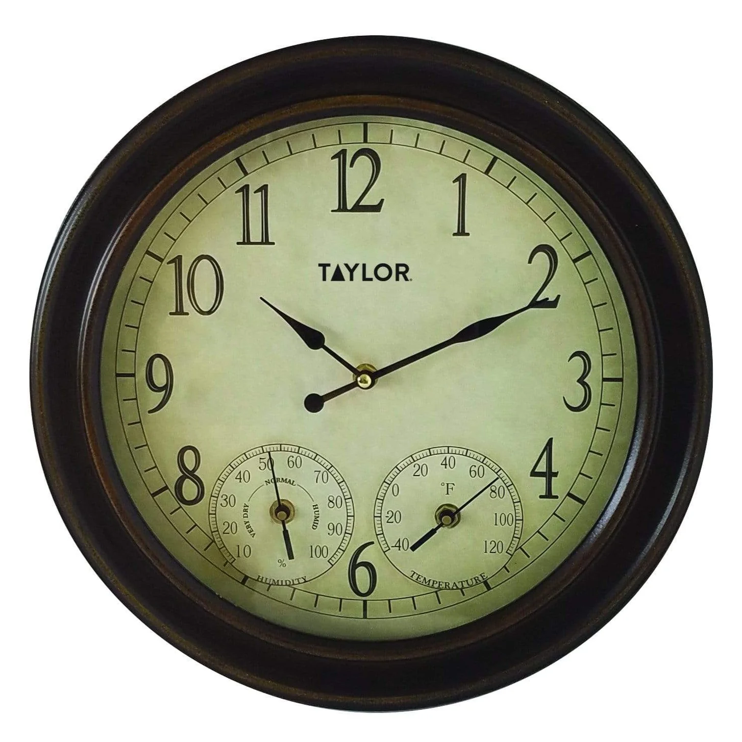 14" Metal Garden Clock with Hygrometer and Thermometer