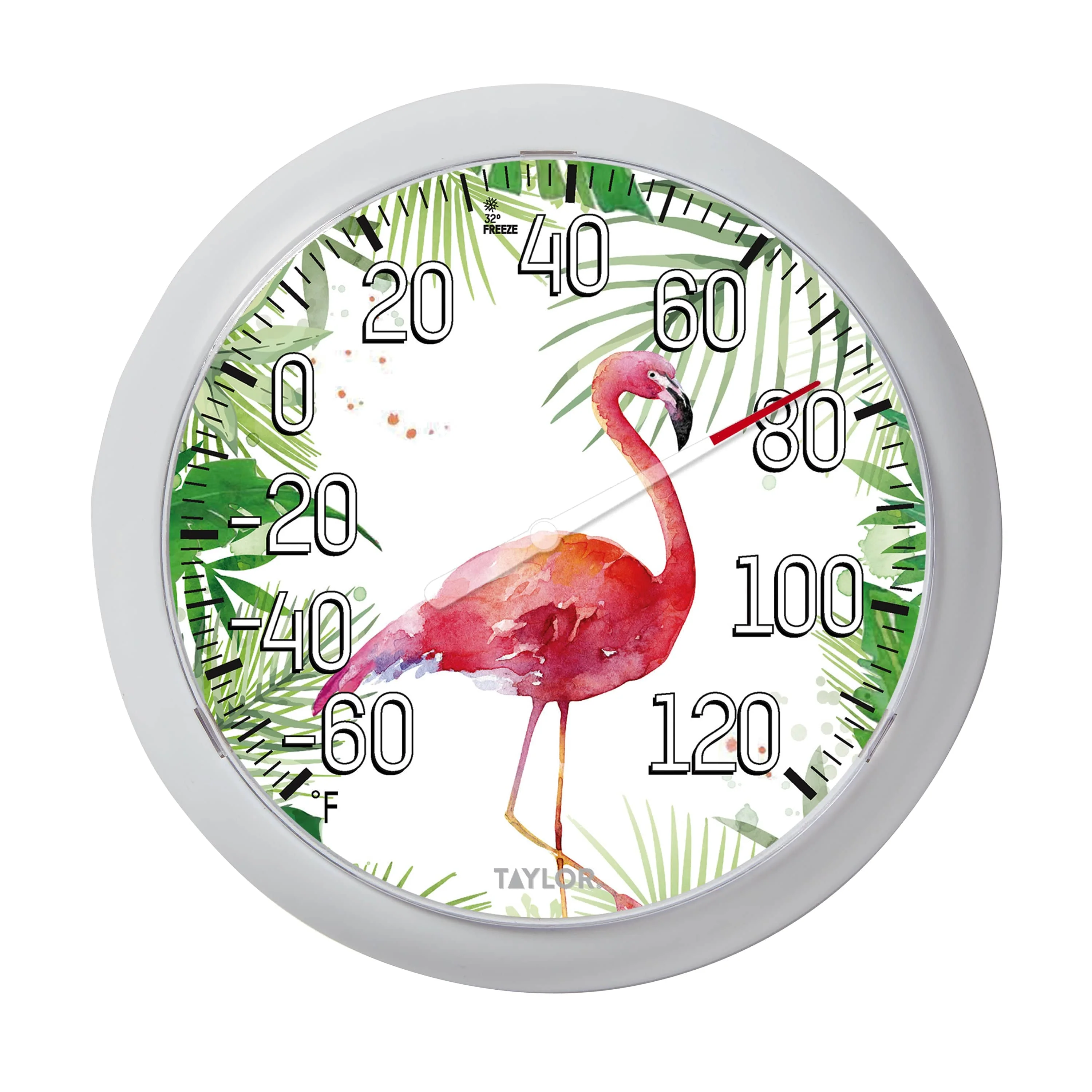 8.5" Round Dial Flamingo Thermometer