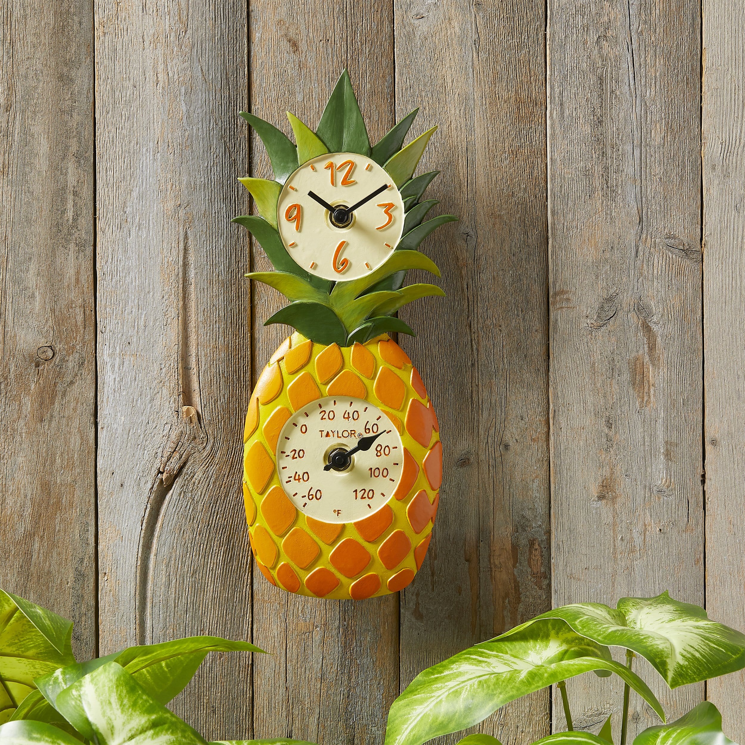 12" Pineapple Clock with Thermometer 5 12" Pineapple Clock with Thermometer