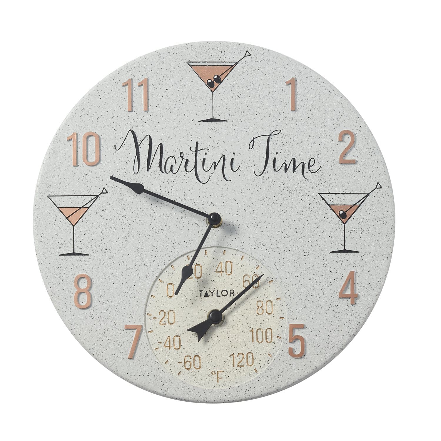 14" Martini Time Clock with Thermometer