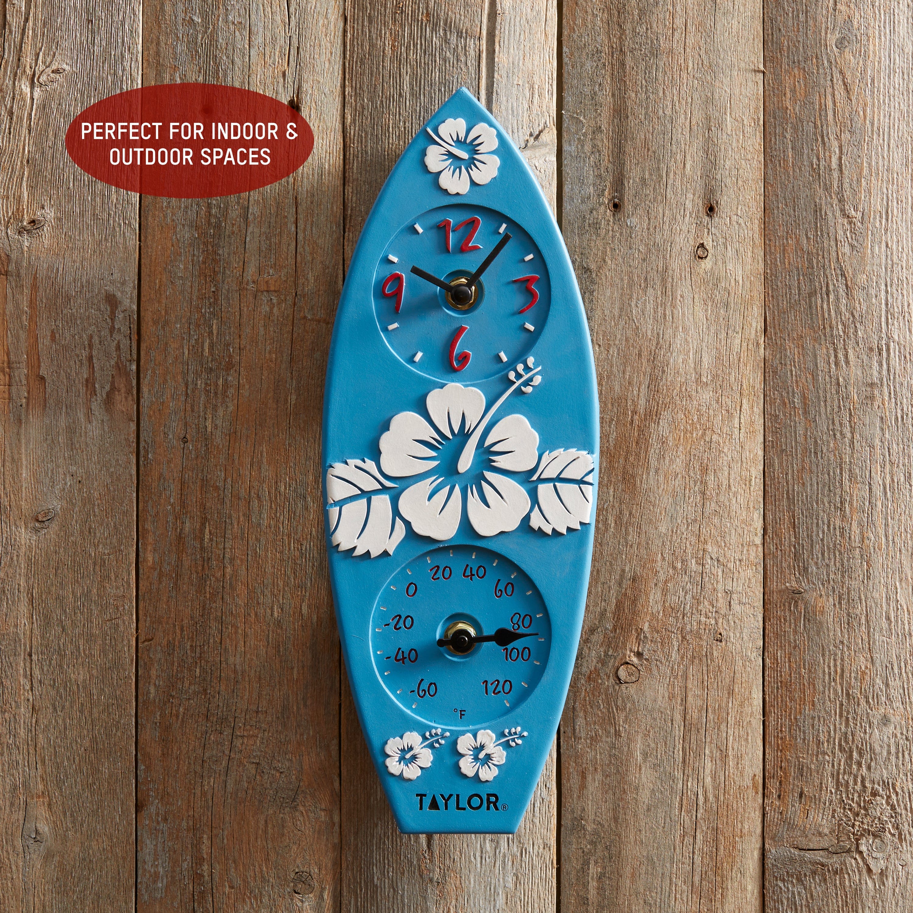 Poly Resin Surfboard Thermometer with Clock