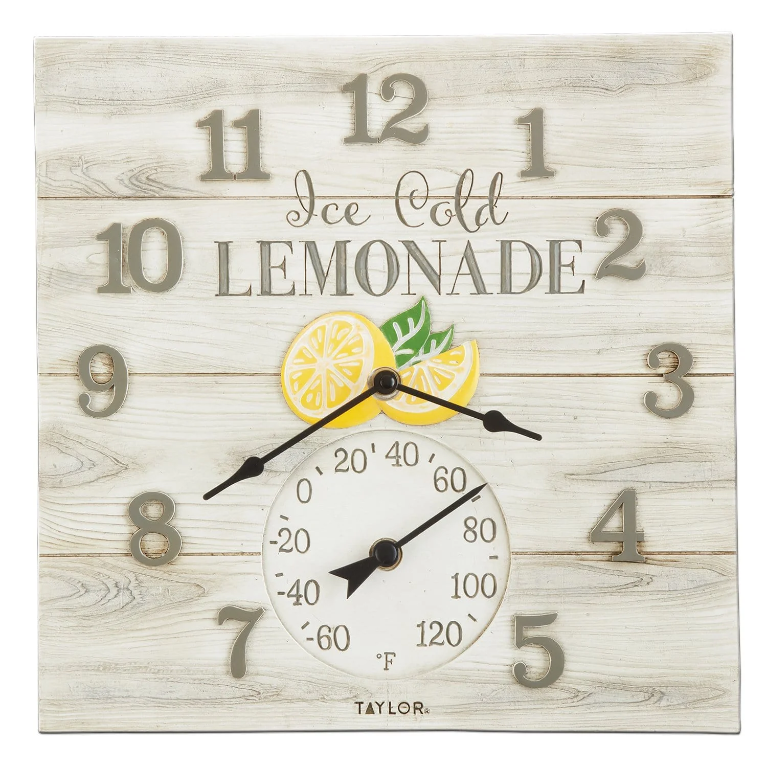 14"x14" Lemonade Clock with Thermometer