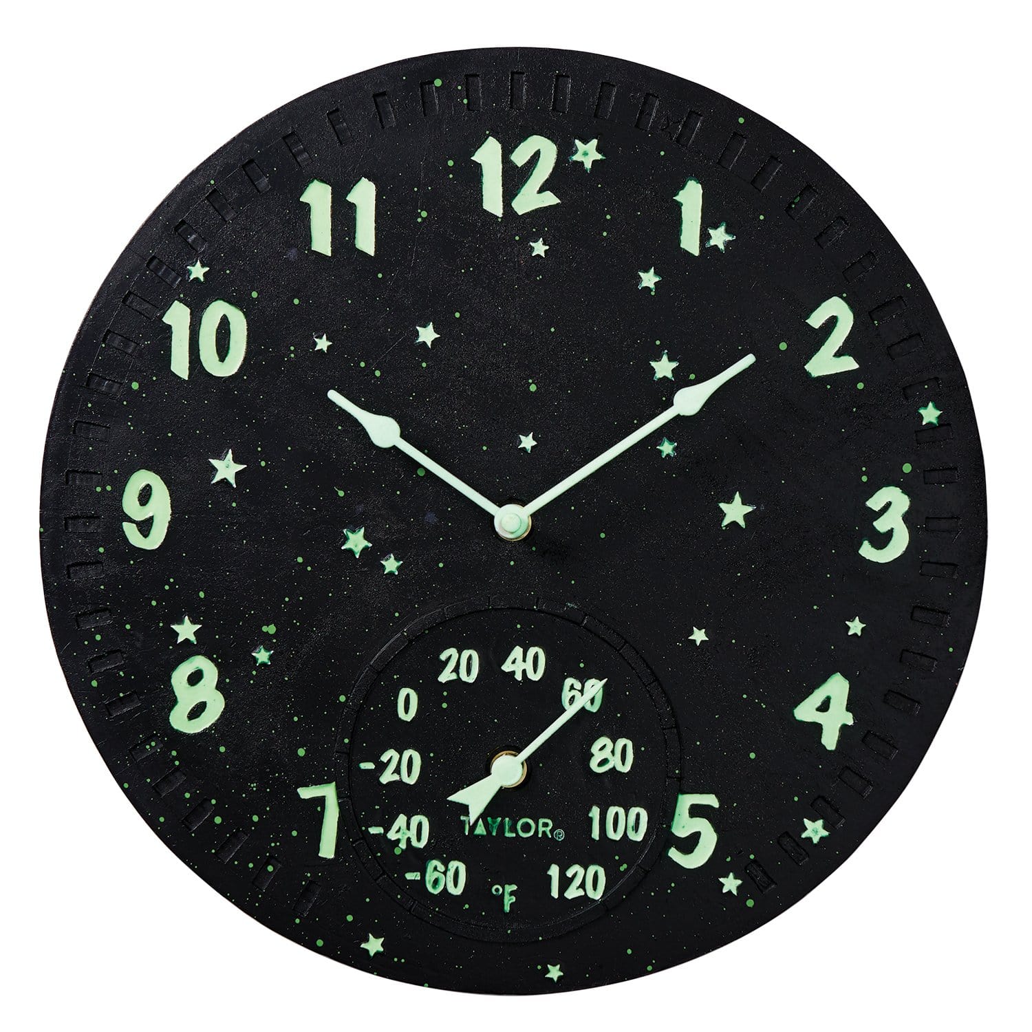 14" Galaxy Glow in the Dark Clock with Thermometer