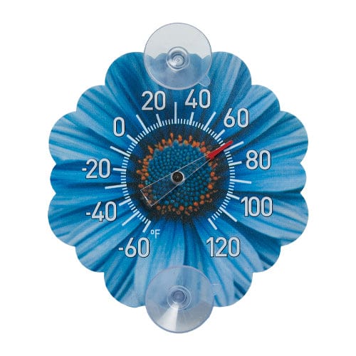 Silicone Suction Cup Thermometer, Blue Daisy
