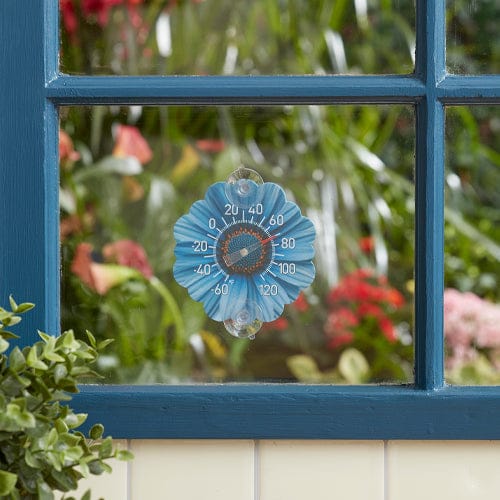Silicone Suction Cup Thermometer, Blue Daisy