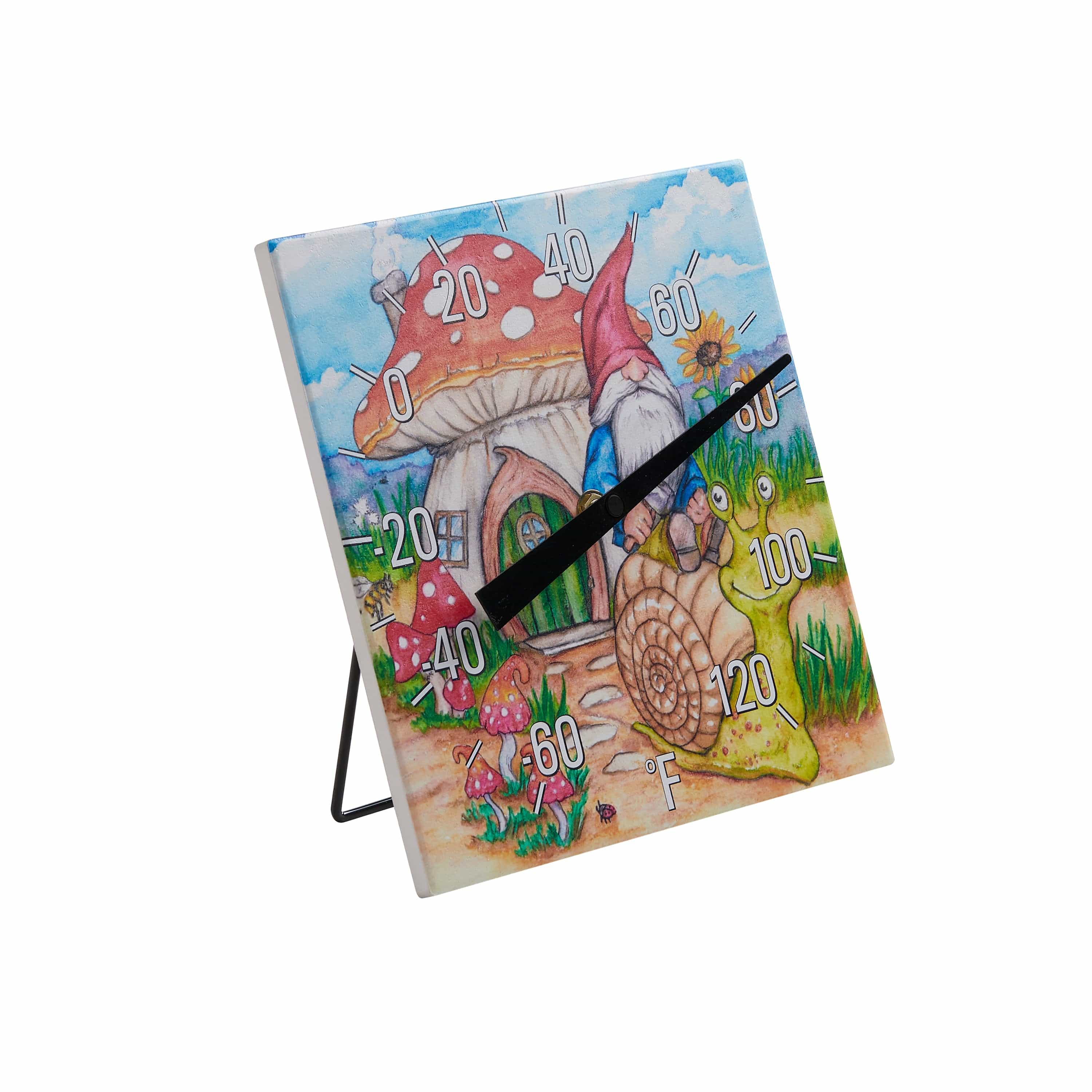 8"x8" Gnome Garden Ceramic Tabletop Thermometer 2 8"x8" Gnome Garden Ceramic Tabletop Thermometer