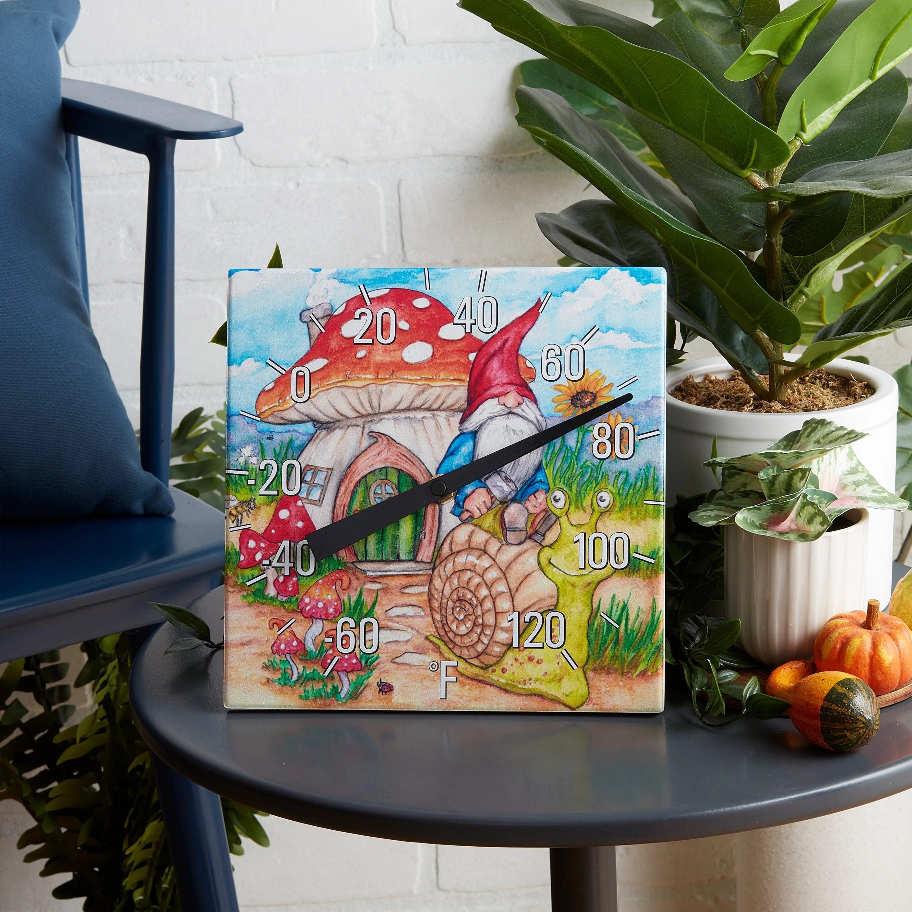 8"x8" Gnome Garden Ceramic Tabletop Thermometer 5 8"x8" Gnome Garden Ceramic Tabletop Thermometer
