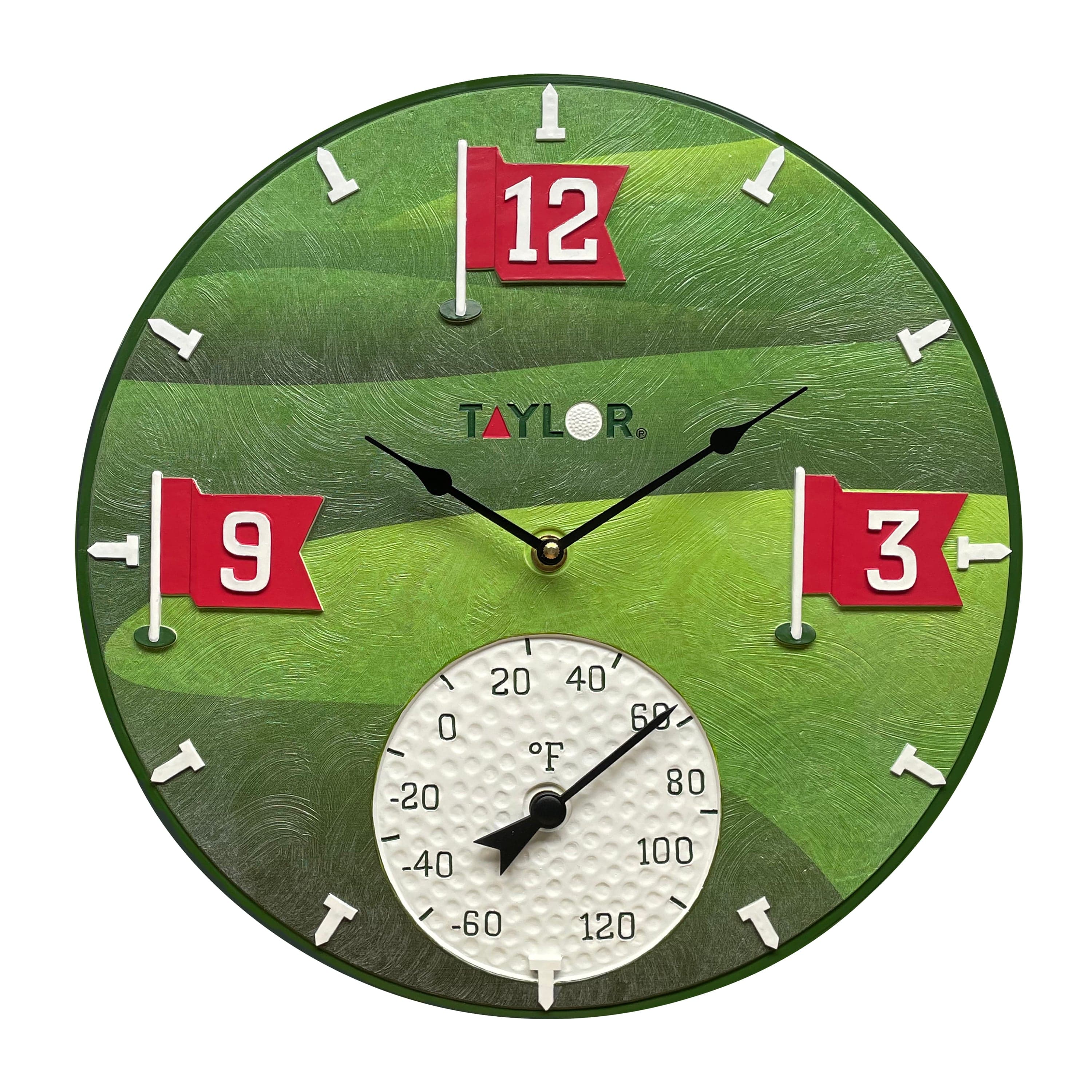 Tee Time Poly Resin Clock and Thermometer