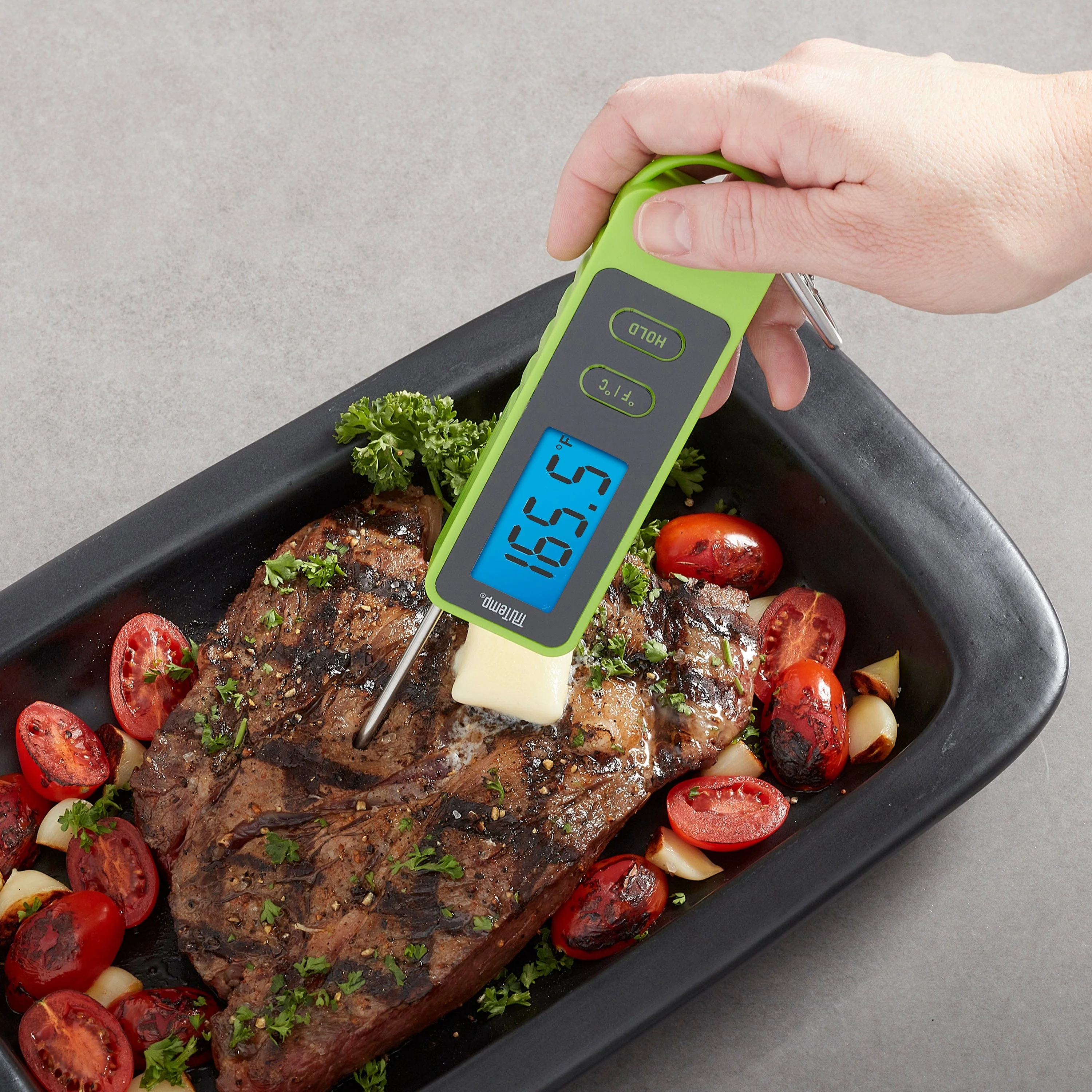 TruTemp Compact Digital Folding Meat Thermometer with Carabiner Clip