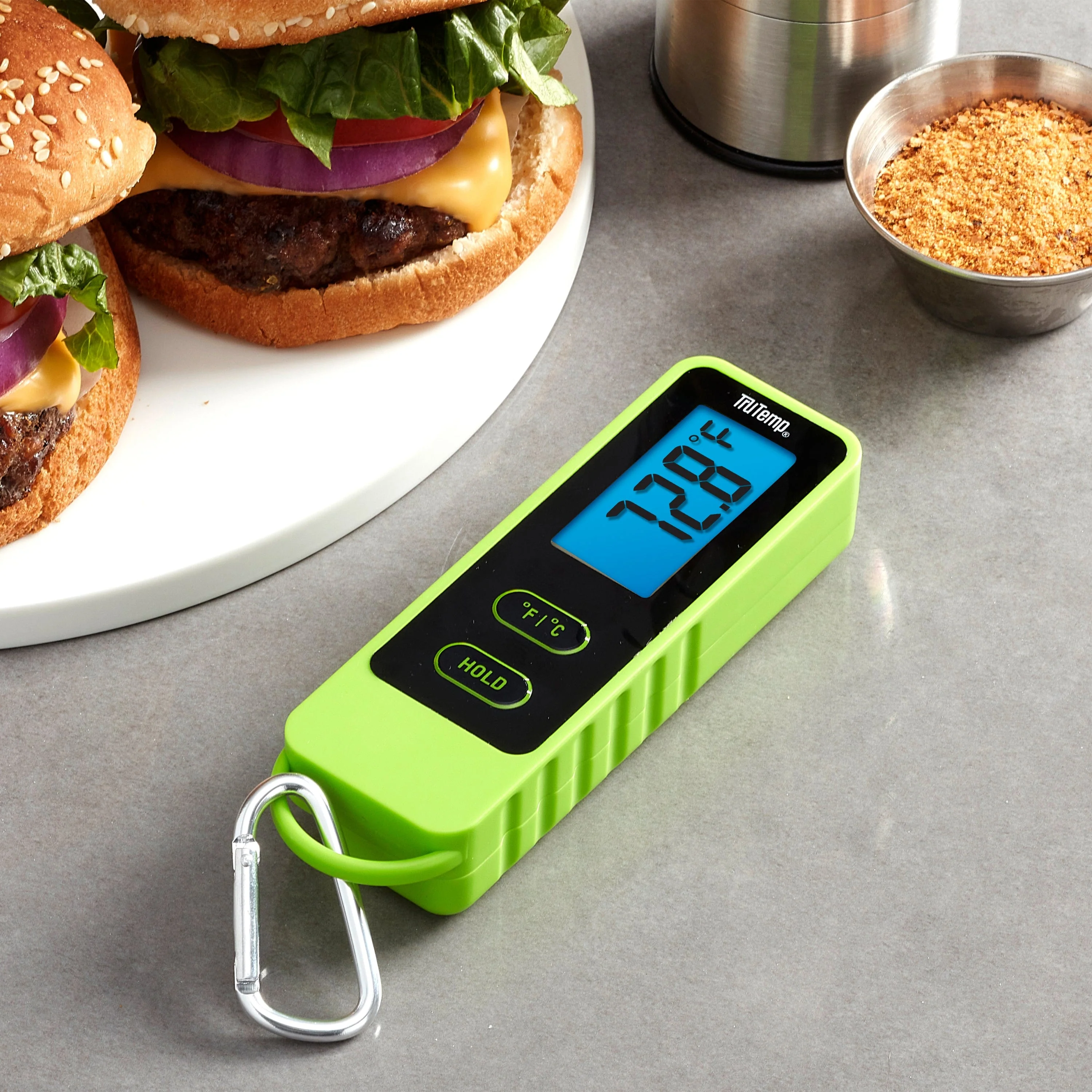 TruTemp Compact Digital Folding Meat Thermometer with Carabiner Clip