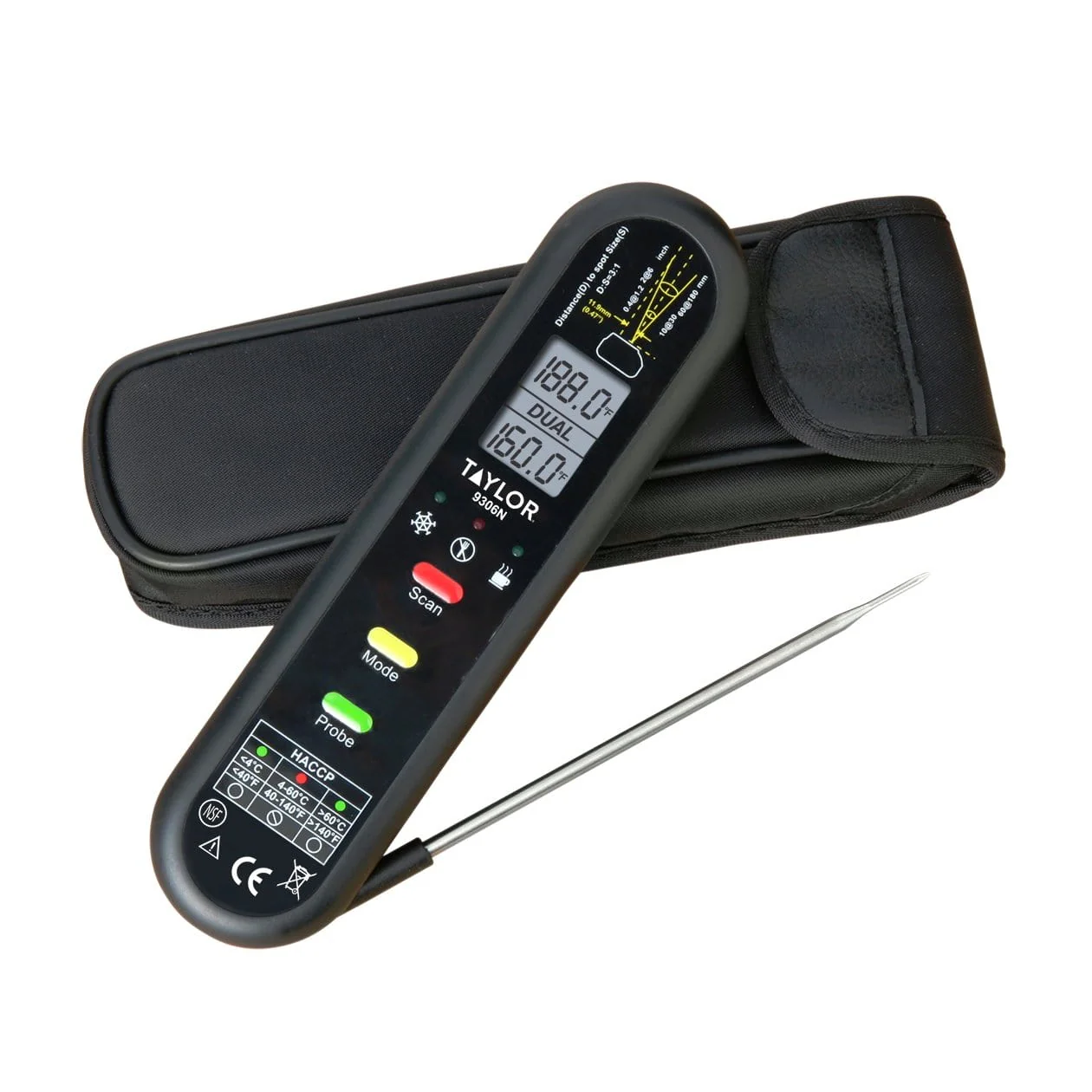 Home 5 Splash-Proof Dual Temp Infrared Thermometer with Fold-Out Thermocouple Step Down Probe