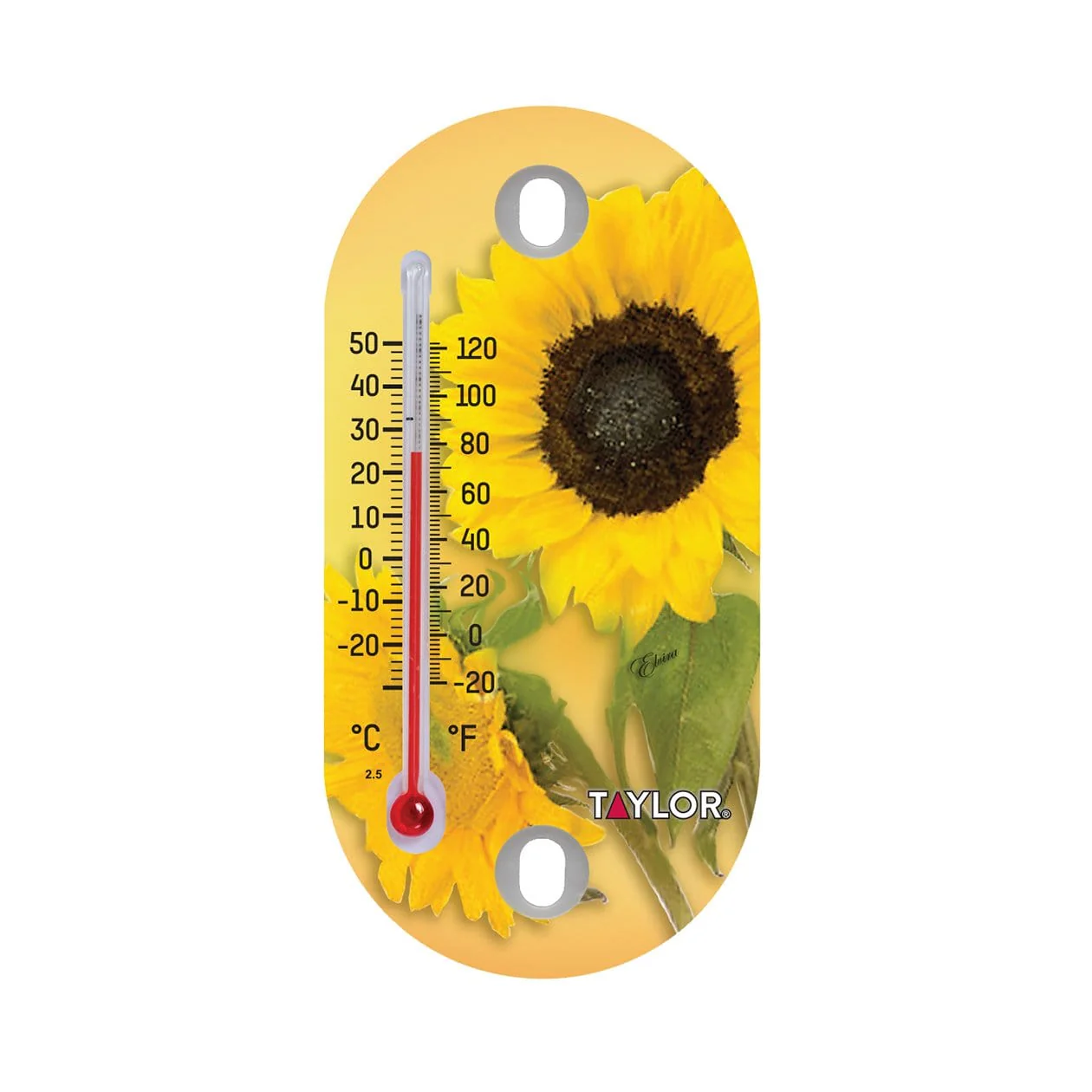 4" Suction Cup Decorative Tube Thermometer, Sunflower