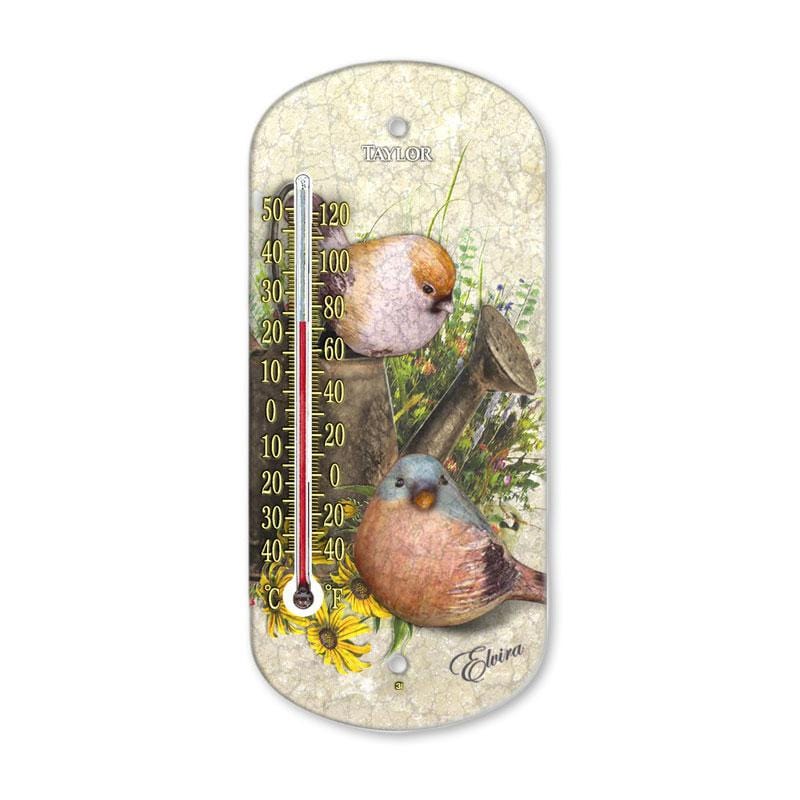 Home 34 8" Suction Cup Decorative Chickadees Tube Thermometer